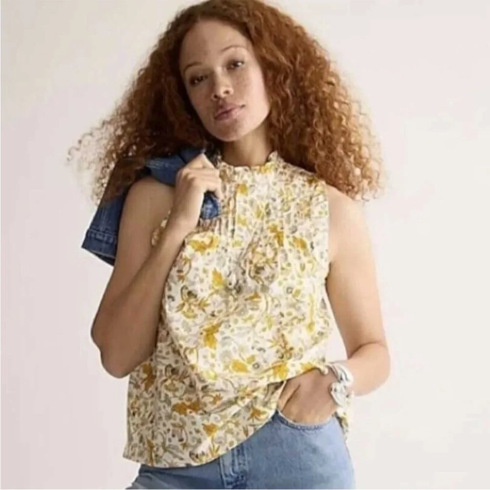 J. Crew Yellow Floral Sleeveless Top